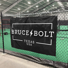 "BRUCE BOLT" Fence Banner (4' X 6') - Black