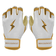 Gold Series Short Cuff Batting Gloves - White/Gold