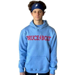 "BRUCE BOLT" Hoodie - Baby Blue/Red