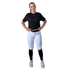Premium Pro Softball Knicker Pant w/ Piping - White/Black