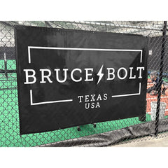 "BRUCE BOLT" Fence Banner (4' X 6') - Black