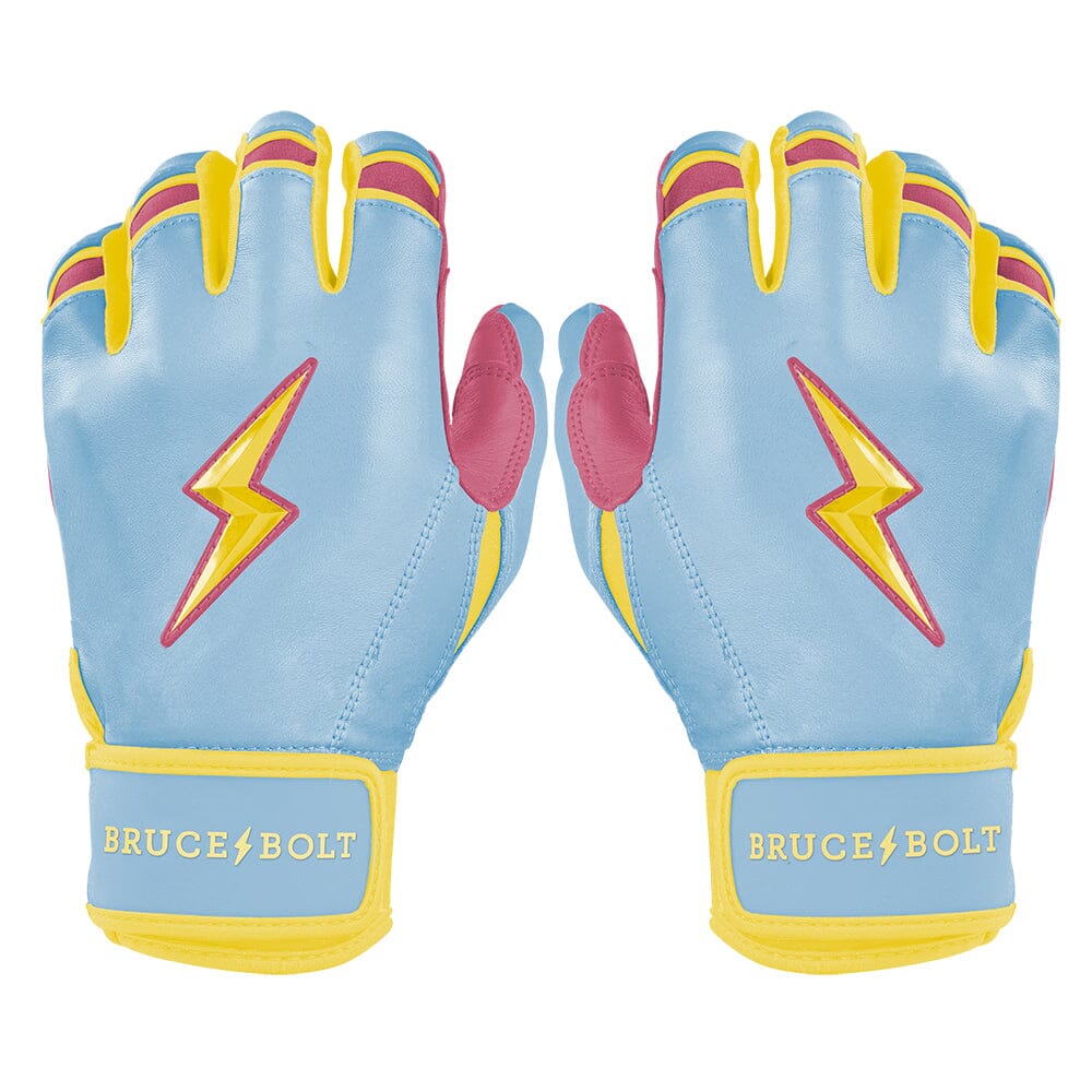 Coach RAC Creator Series Short Cuff Batting Gloves - Baby Blue/Yellow