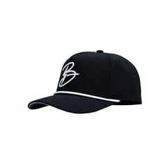 "Flying B" Pre-Curved Golf Rope Hat - Black